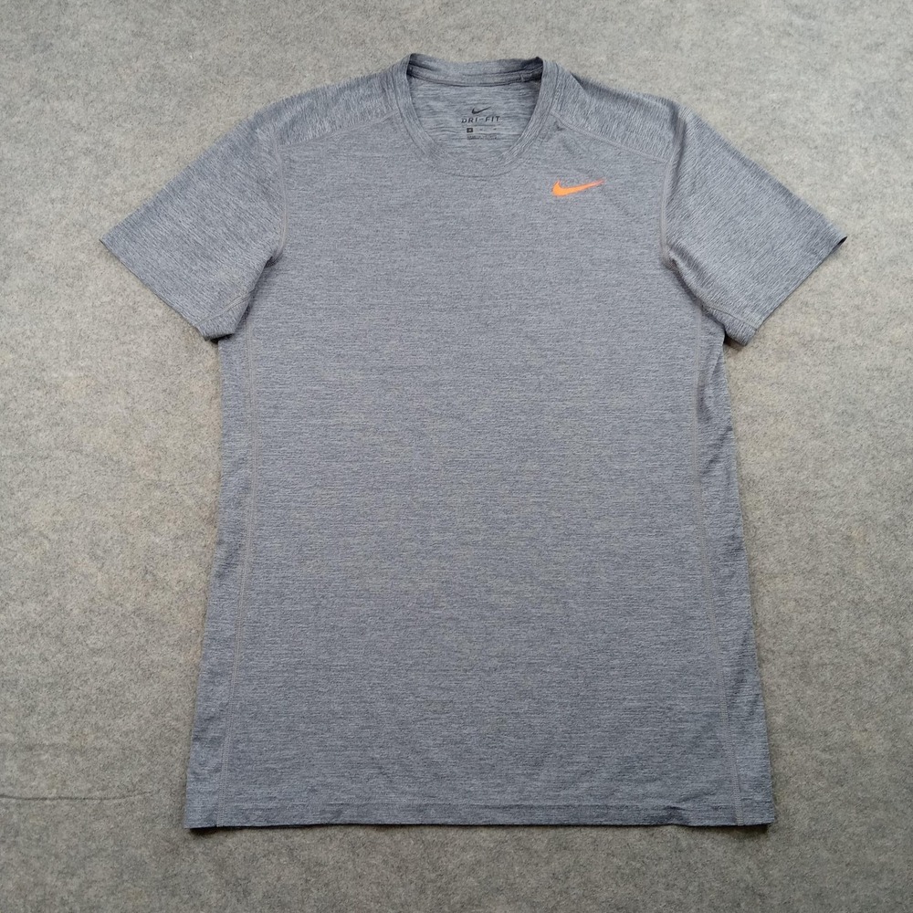 Nike Shirt Mens Medium Gray Dri-Fit Short Sleeve Athletic Running Tee Top